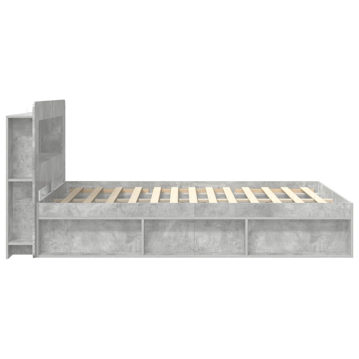 Bed Frame with Storage 140 x 200 cm with Centre Shelf Concrete grey