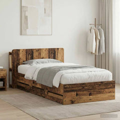 vidaXL Bed Frame with Storage and Headboard Old Wood 80 x 200 cm 1