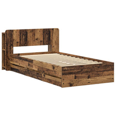 vidaXL Bed Frame with Storage and Headboard Old Wood 80 x 200 cm 3