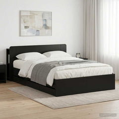 Bed Frame with Storage and Headboard Length 200 cm without Centre Shelf Black 150 cm