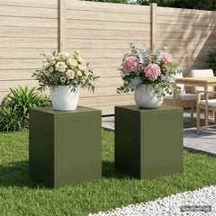 Plant Stand 2 pcs 30 x 30 x 40 cm Steel Olive Green 2x (30 x 30 x 40 cm)