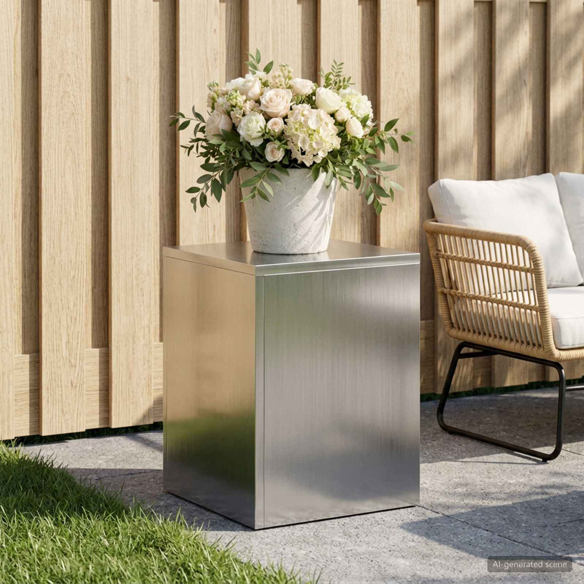 Plant Stand Silver 30 x 30 x 40 cm Steel Galvanised Steel 1x (30 x 30 x 40 cm)