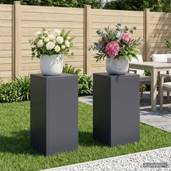 Plant Stand 2 pcs 24 x 24 x 35 cm Steel Anthracite 2x (30 x 30 x 60 cm)