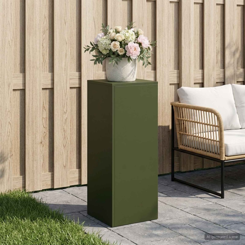 Plant Stand 2 pcs 30 x 30 x 40 cm Steel Olive Green 1x (30 x 30 x 80 cm)