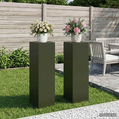 Plant Stand 2 pcs 30 x 30 x 40 cm Steel Olive Green 2x (30 x 30 x 100 cm)
