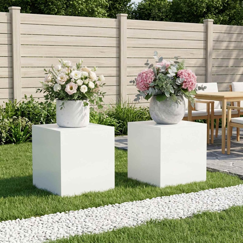 Plant Stand 30 x 30 x 40 cm Steel White 2x (40 x 40 x 40 cm)