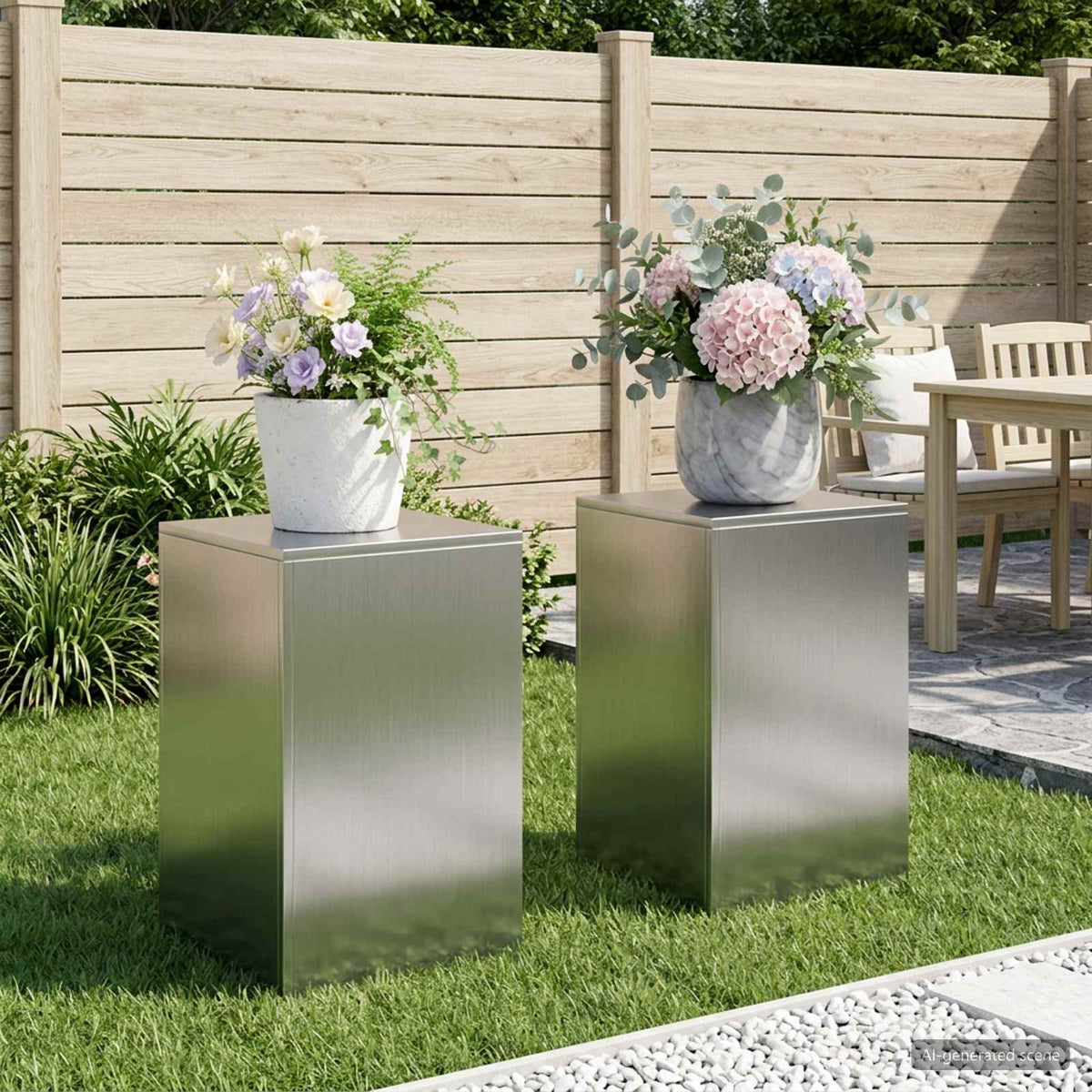 Plant Stand Silver 30 x 30 x 40 cm Steel Galvanised Steel 2x (40 x 40 x 60 cm)