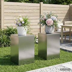 Plant Stand Silver 30 x 30 x 40 cm Steel Galvanised Steel 2x (40 x 40 x 60 cm)