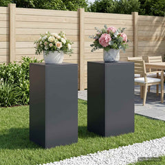 Plant Stand 2 pcs 24 x 24 x 35 cm Steel Anthracite 2x (40 x 40 x 80 cm)