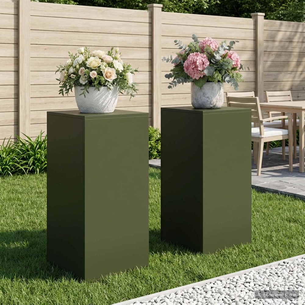 Plant Stand 2 pcs 30 x 30 x 40 cm Steel Olive Green 2x (40 x 40 x 80 cm)