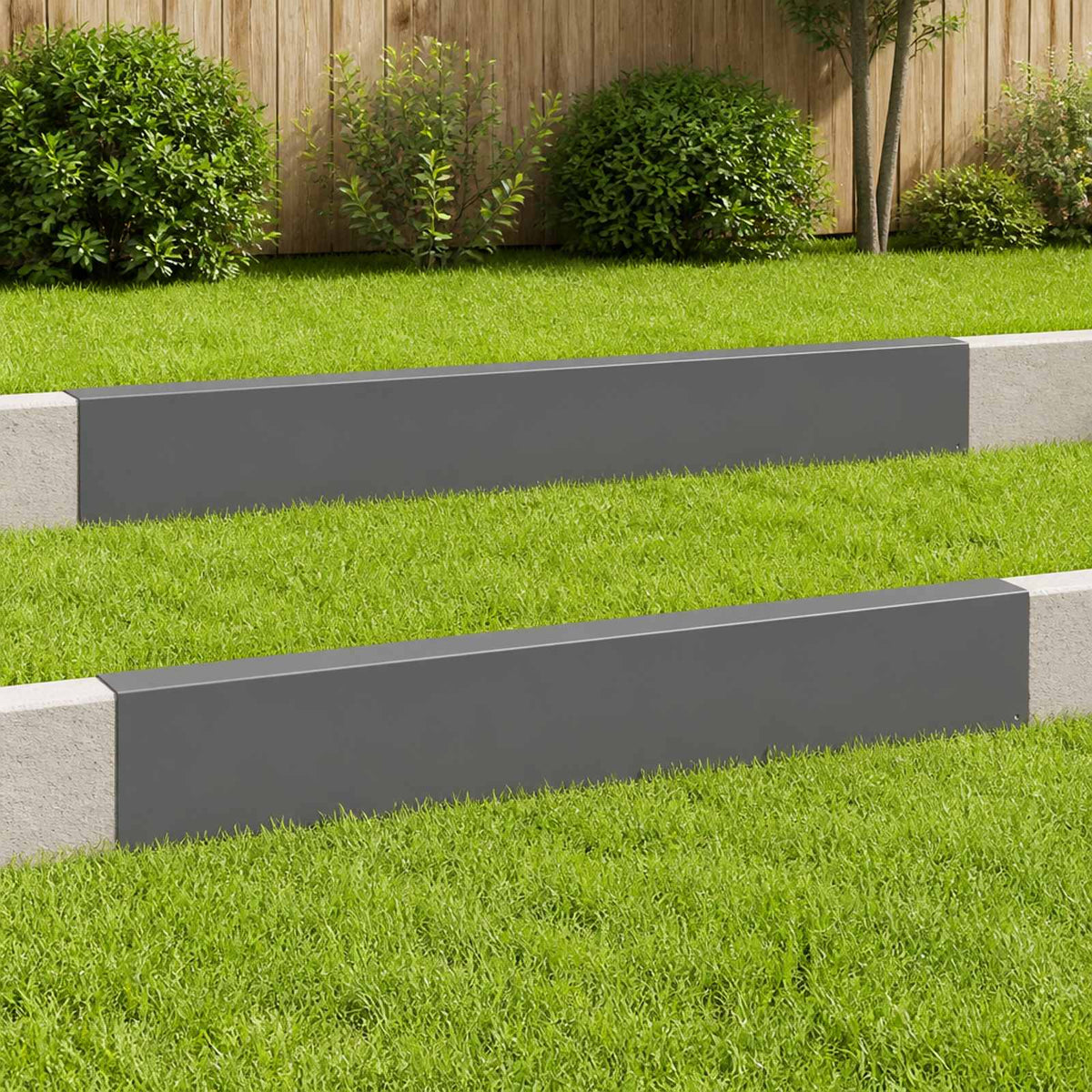 vidaXL Garden Cover Profile 2 pcs 100 x 5 x 15 cm Steel Anthracite 1
