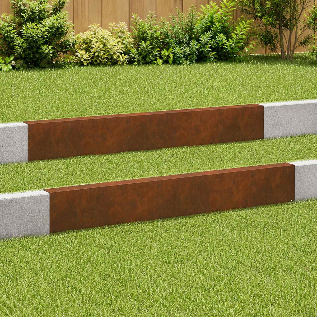 vidaXL Garden Cover Profile 2 pcs 100 x 5 x 15 cm Weathering Steel 1