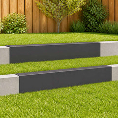 vidaXL Garden Cover Profile 2 pcs 100 x 6 x 15 cm Steel Black 1