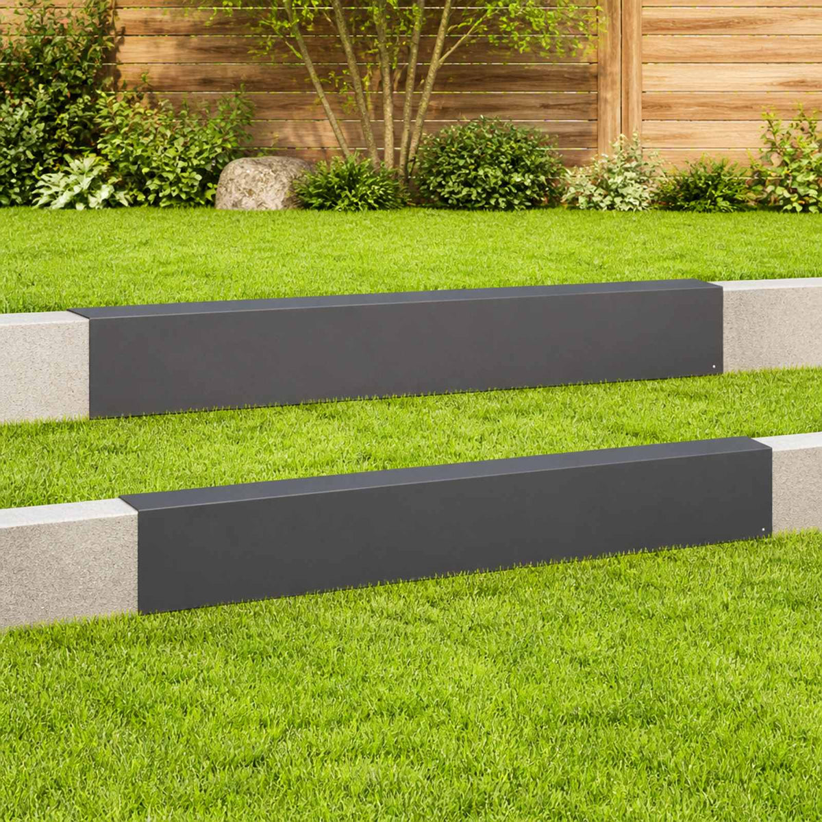 Garden Cover Profile 100 x 20 x 15 cm Steel 2 pcs Black