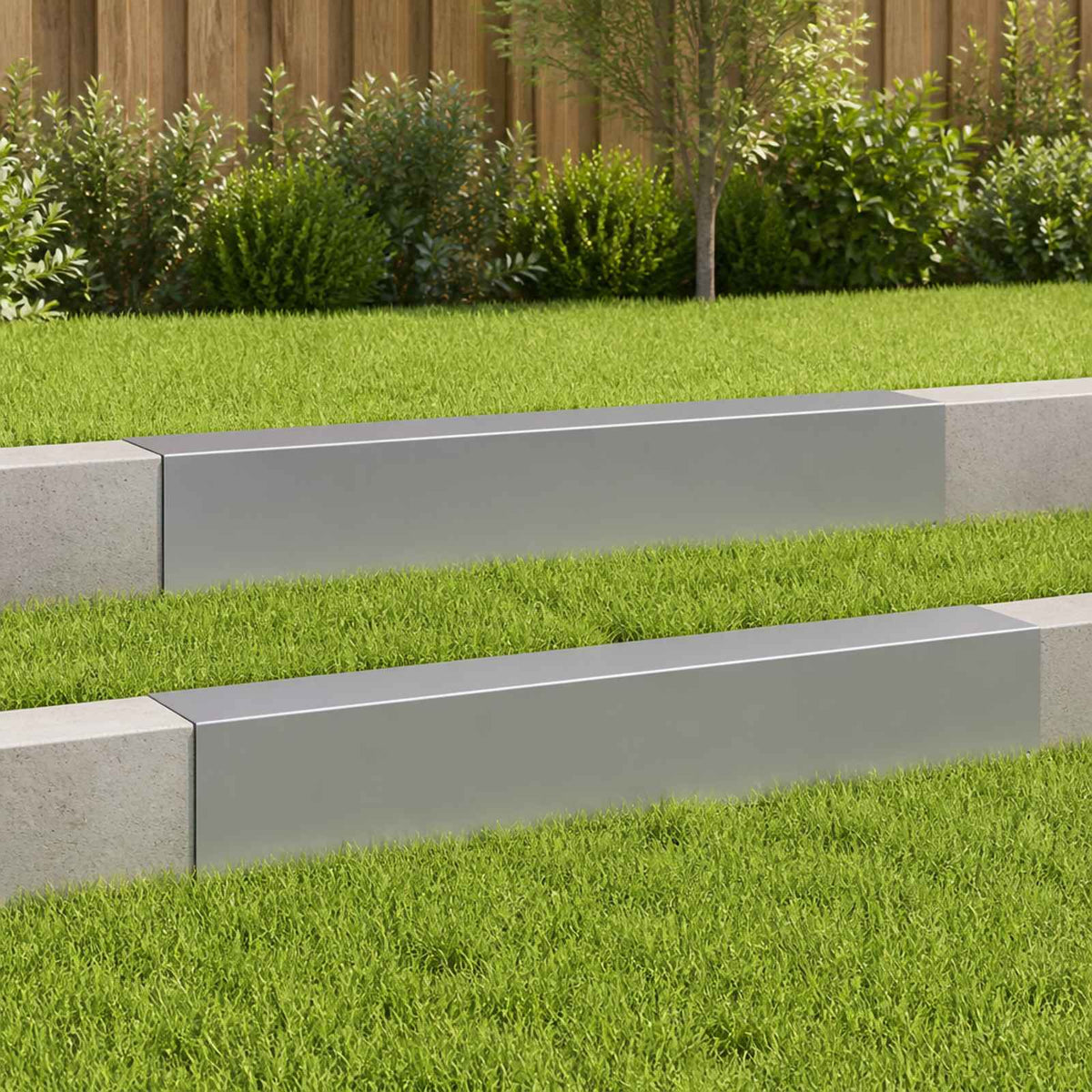 Garden Cover Profile 100 x 20 x 15 cm Steel 2 pcs Galvanised steel