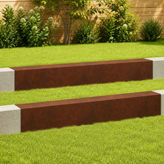 Garden Cover Profile 100 x 20 x 15 cm Steel 2 pcs Weathering steel