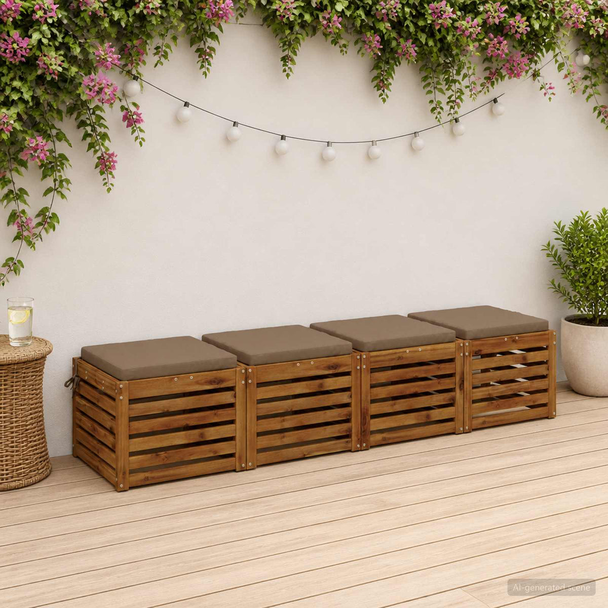 vidaXL Seat Cushions SOEST 4 pcs 100% Polyester Taupe 50 x 50 x 5 cm 1