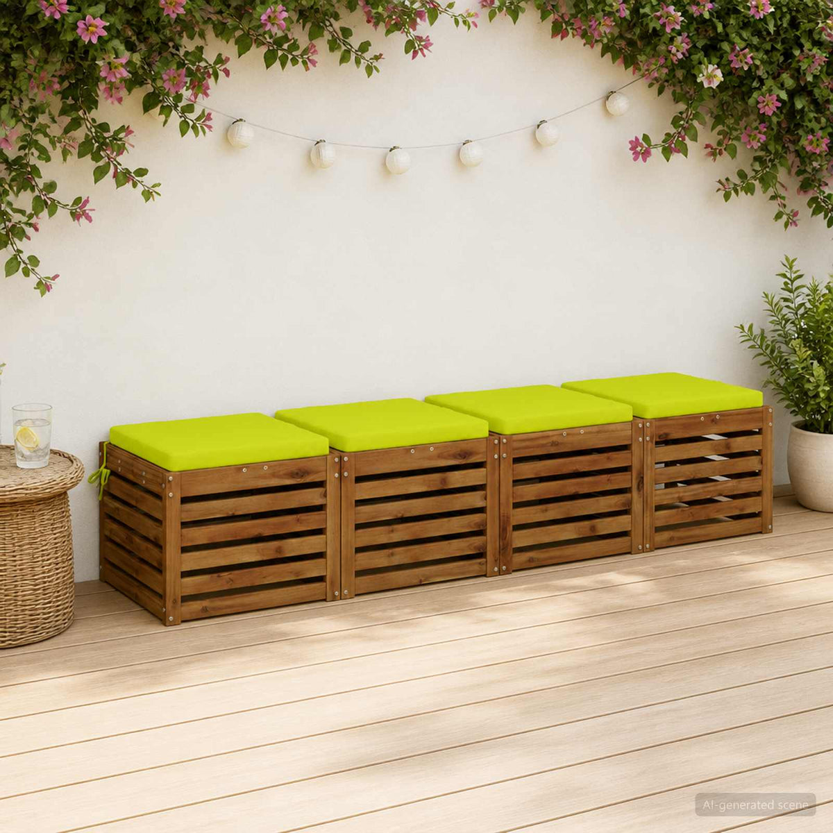vidaXL Seat Cushions SOEST 4 pcs 100% Polyester Bright Green 1