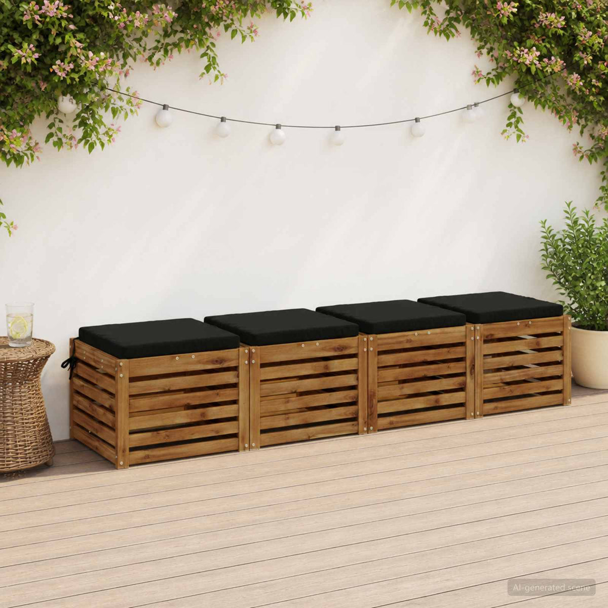 vidaXL Seat Cushions SOEST 4 pcs 100% Polyester Black 50 x 50 x 5 cm 1