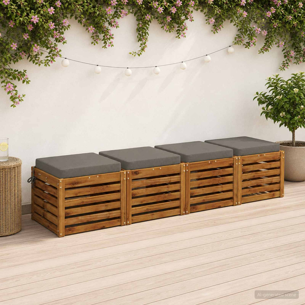vidaXL Seat Cushions SOEST 4 pcs 100% Polyester Grey 45 x 45 x 7 cm 1