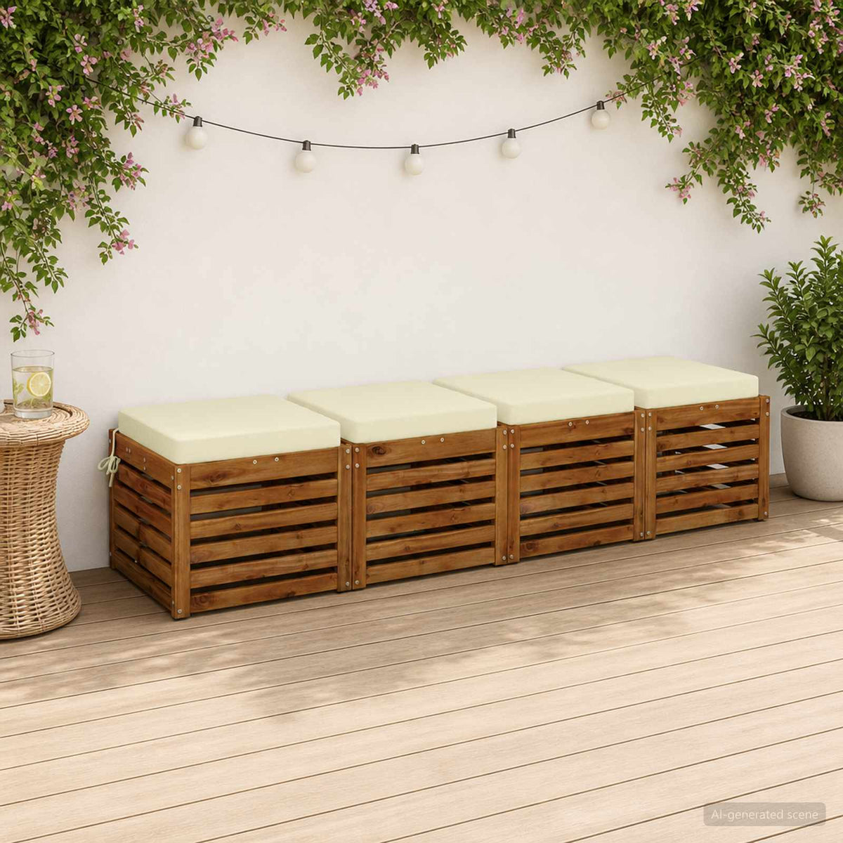 vidaXL Seat Cushions SOEST 4 pcs 100% Polyester Cream 45 x 45 x 7 cm 1