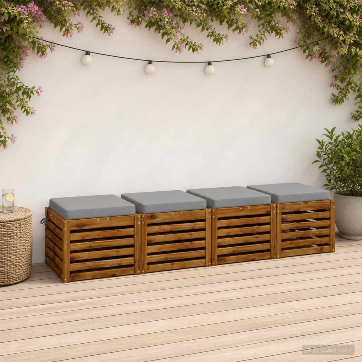 vidaXL Seat Cushions SOEST 4 pcs 100% Polyester Grey 45 x 45 x 7 cm 1