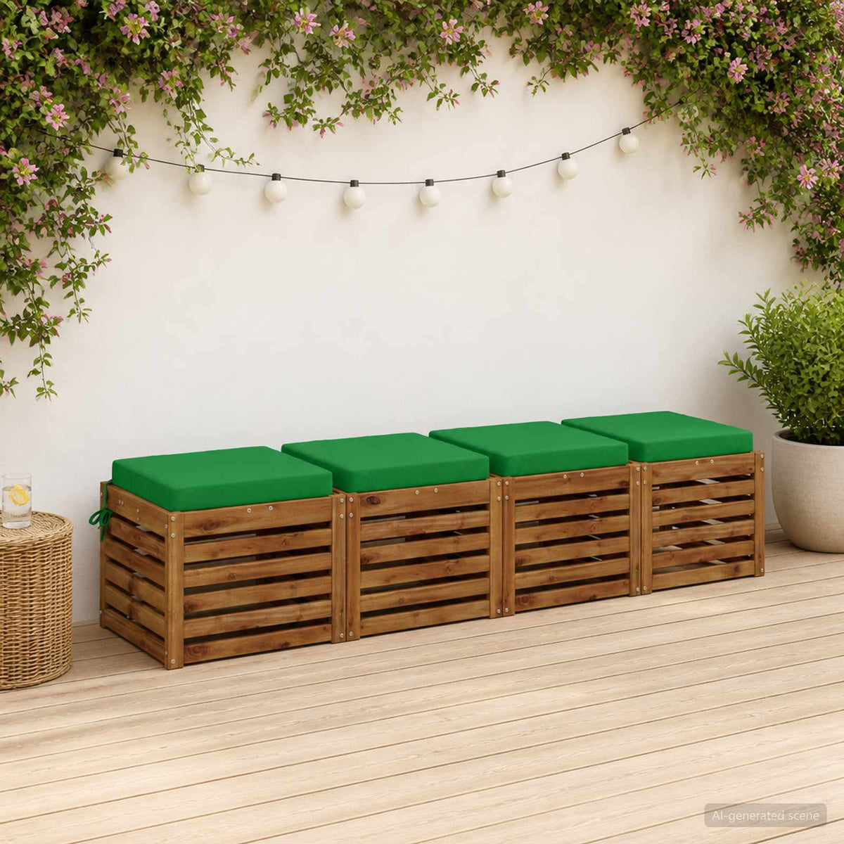 vidaXL Seat Cushions SOEST 4 pcs 100% Polyester Green 45 x 45 x 7 cm 1