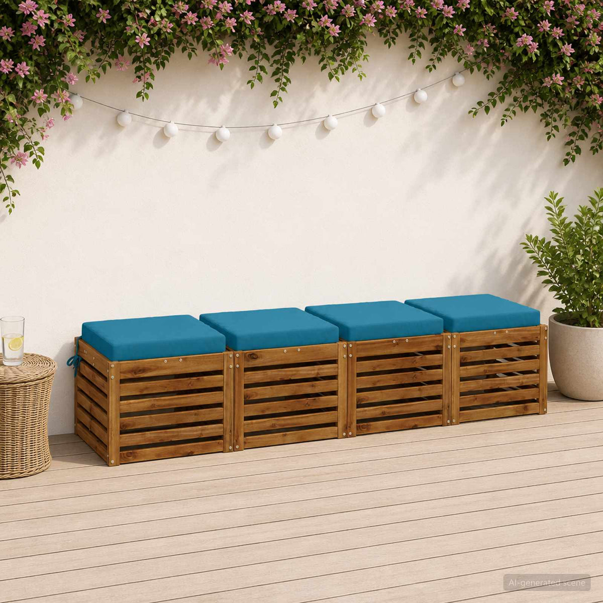 vidaXL Seat Cushions SOEST 4 pcs 100% Polyester Light Blue 1