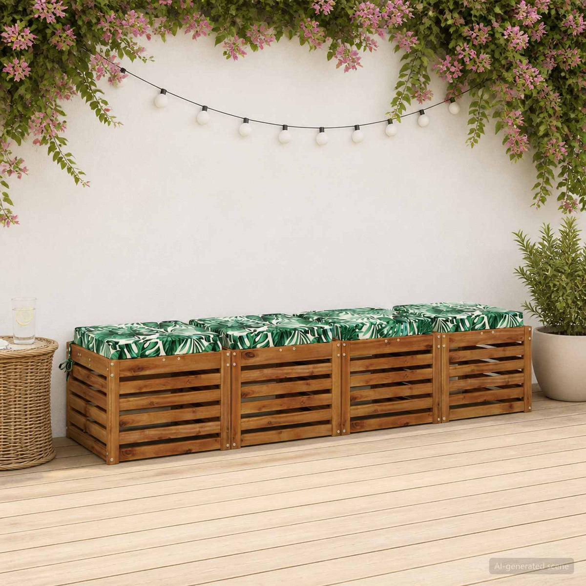 Seat Cushions SOEST Polyester Height Width Leaf Pattern
