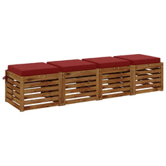 vidaXL Seat Cushions SOEST 4 pcs 100% Polyester Wine Red 3