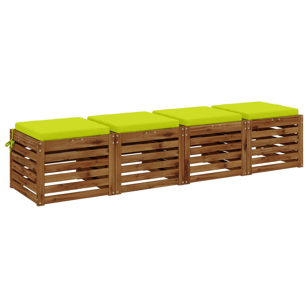 vidaXL Seat Cushions SOEST 4 pcs 100% Polyester Bright Green 3