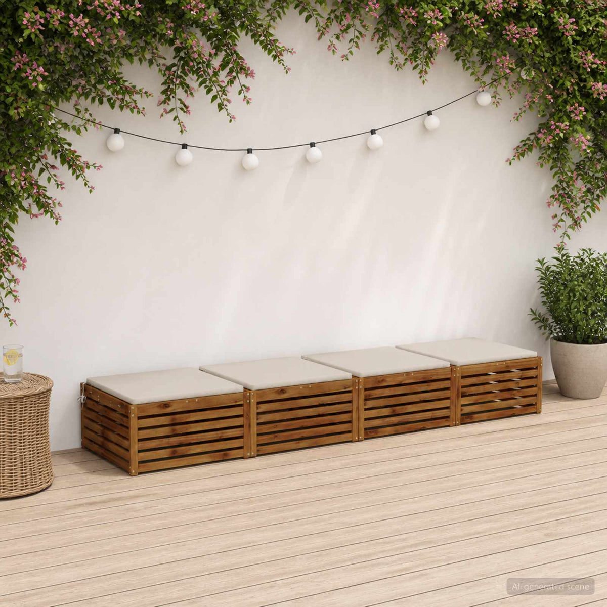 vidaXL Seat Cushions SOEST 4 pcs 100% Polyester White 60 x 60 x 3 cm 1