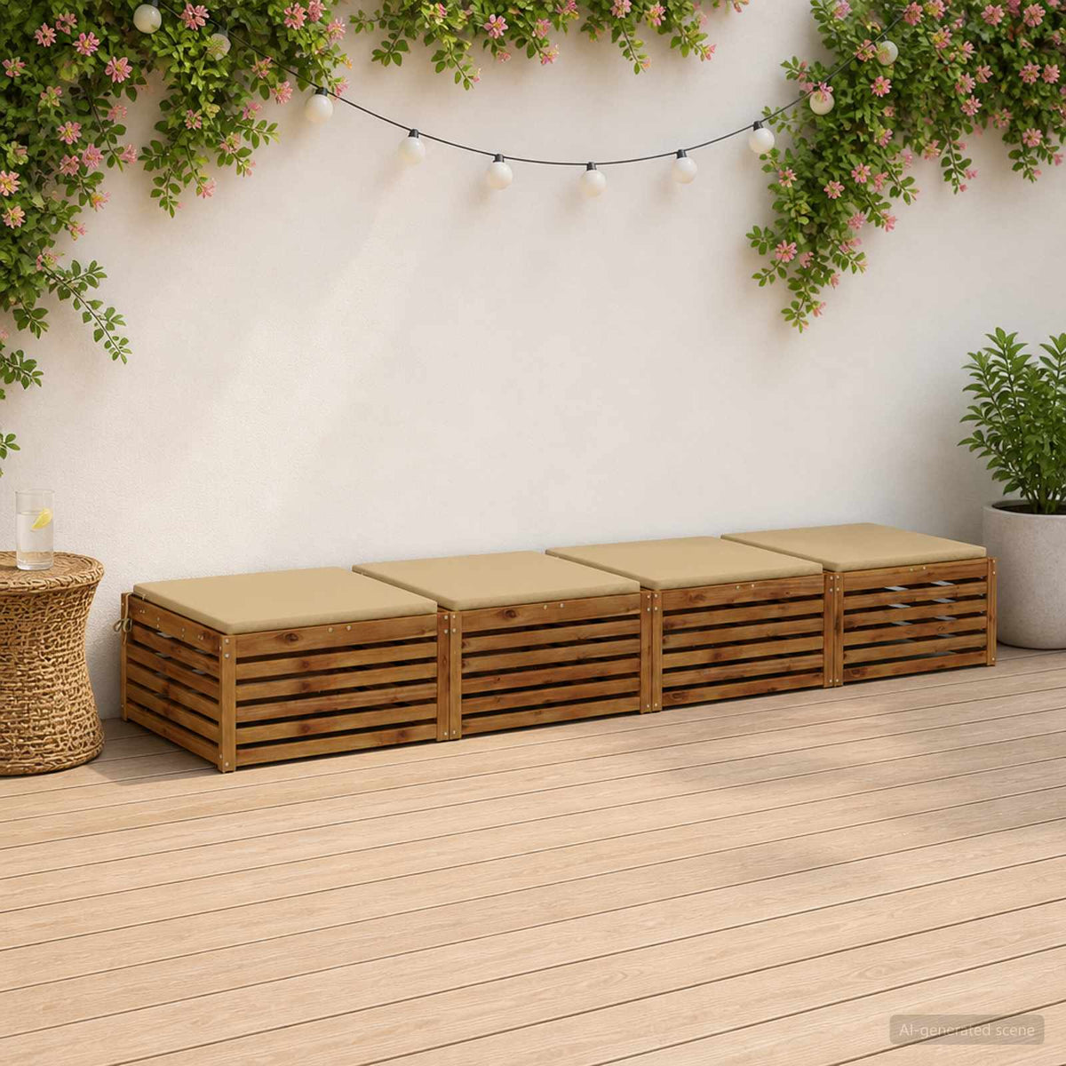 vidaXL Seat Cushions SOEST 4 pcs 100% Polyester Beige 70 x 70 x 3 cm 1