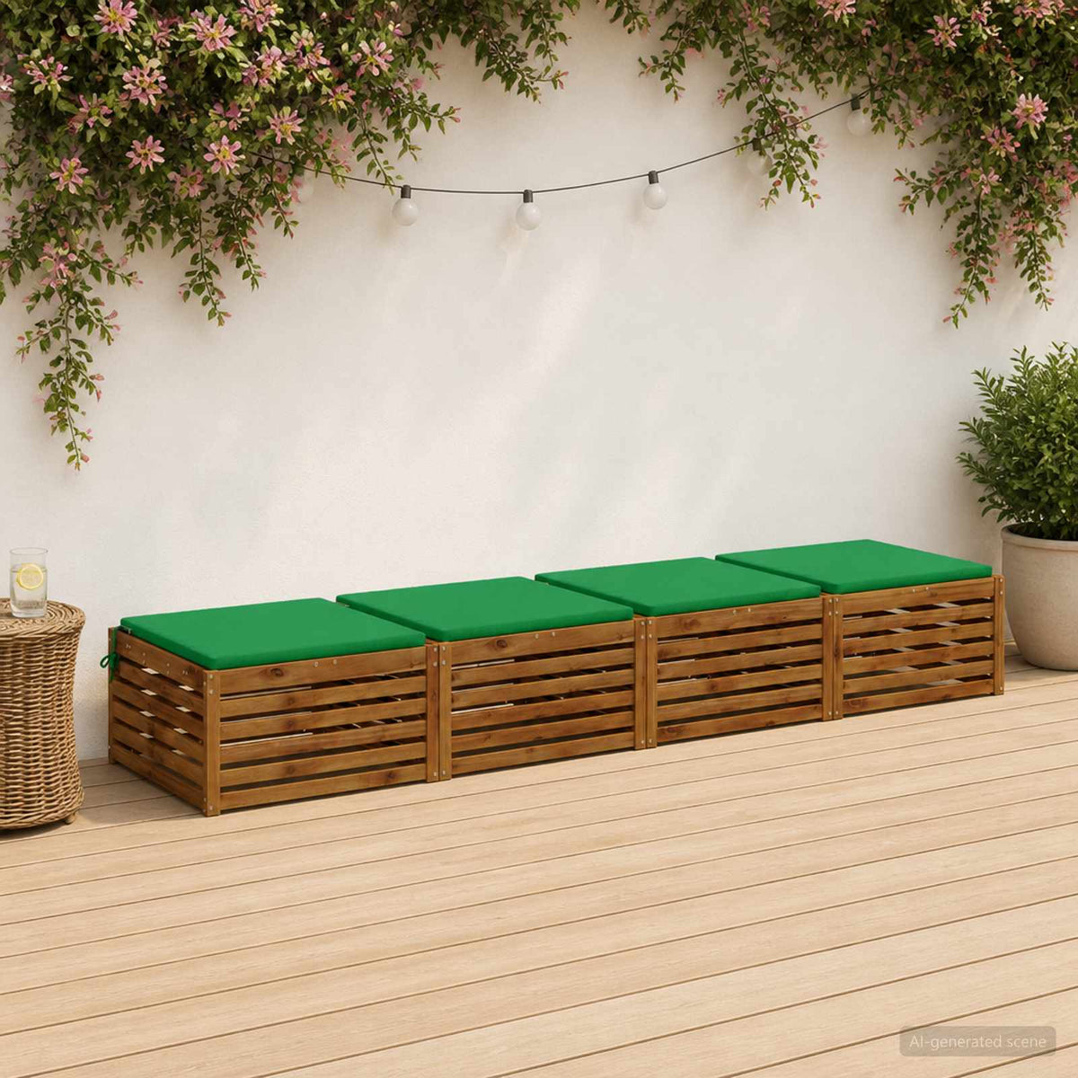 vidaXL Seat Cushions SOEST 4 pcs 100% Polyester Green 70 x 70 x 3 cm 1