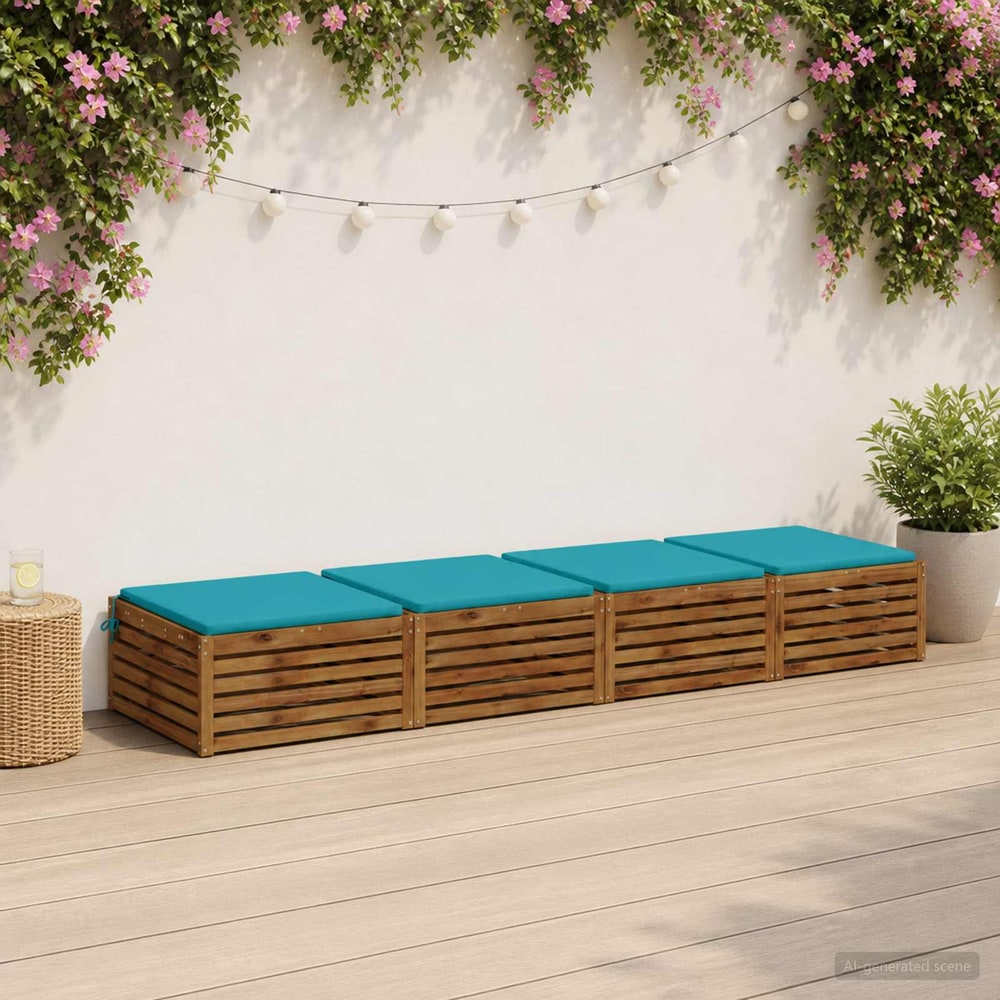 Seat Cushions SOEST 4 pcs 100% Polyester Turquoise 1