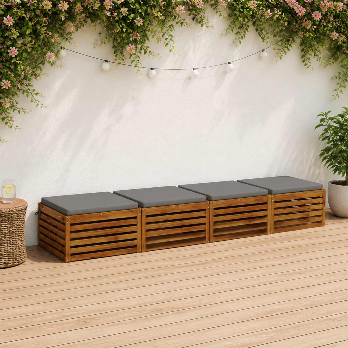vidaXL Seat Cushions SOEST 4 pcs 100% Polyester Grey 60 x 60 x 5 cm 1