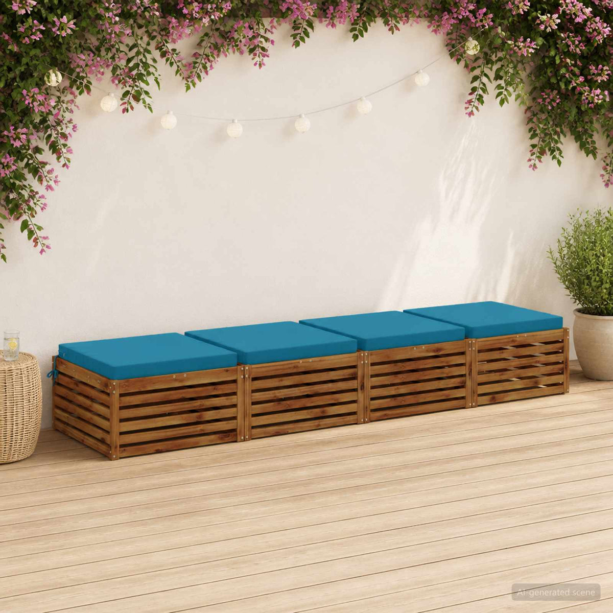 Seat Cushions SOEST 4 pcs 100% Polyester Light Blue 1
