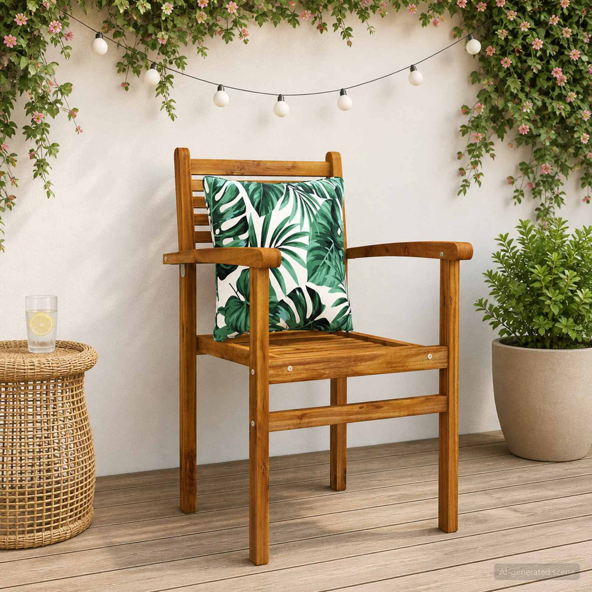 vidaXL Back Cushion PUTTEN 4 pcs 100% Polyester Leaf Pattern 1