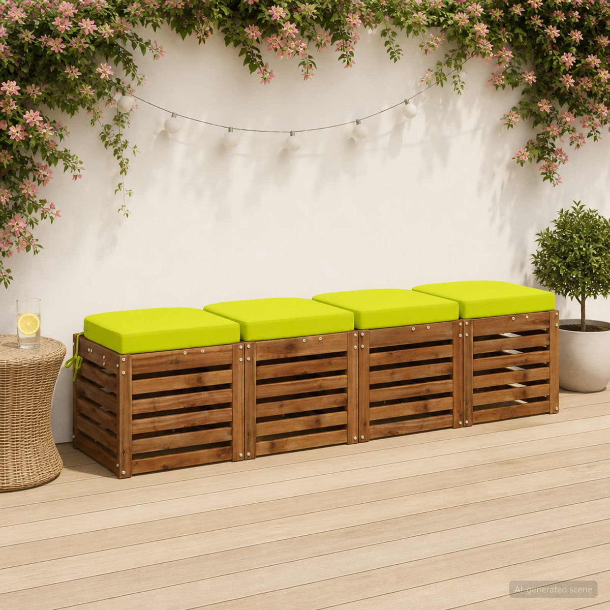 vidaXL 4-Piece Seat Cushions SOEST 4 pcs 100% Polyester Bright Green 1