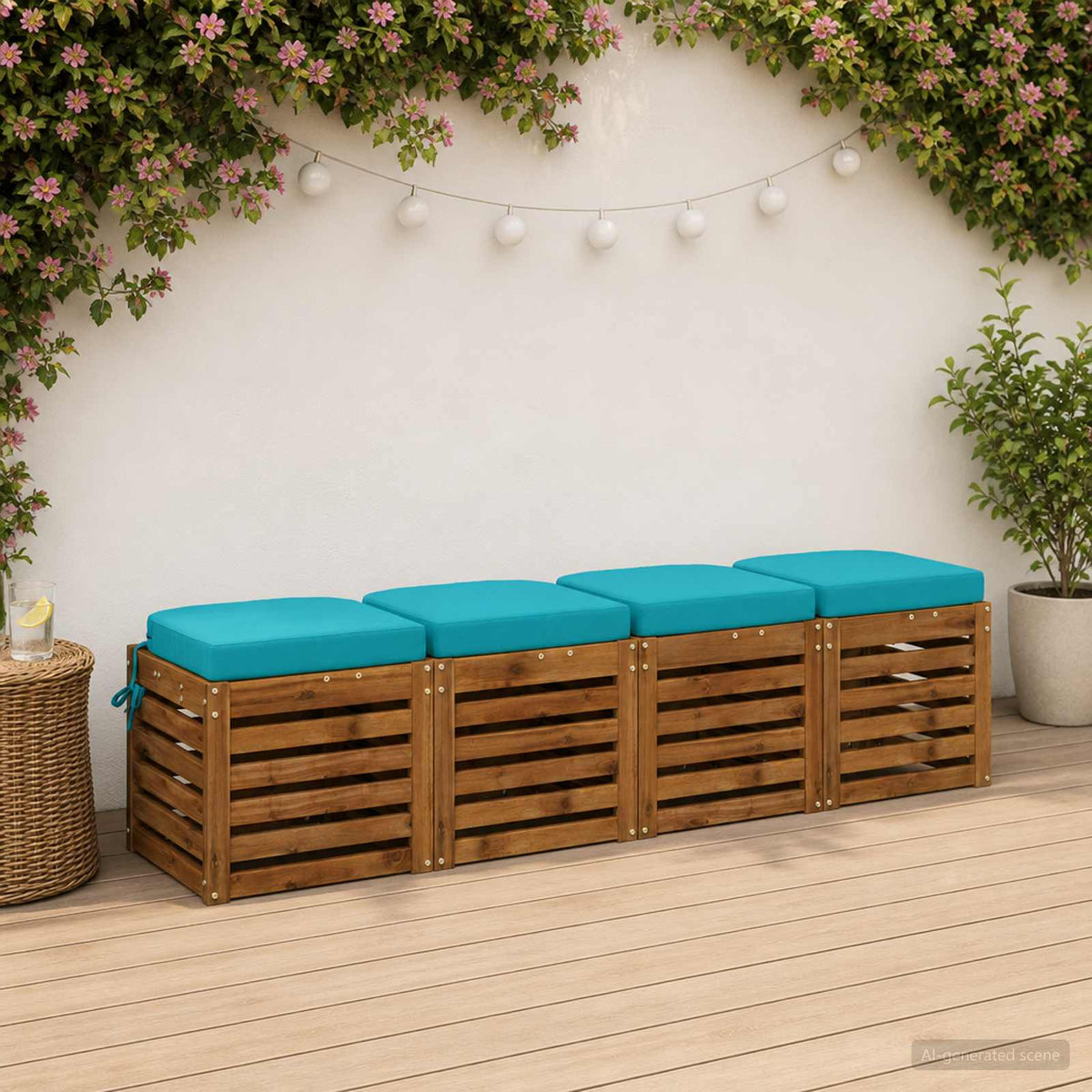vidaXL 4-Piece Seat Cushions SOEST 4 pcs 100% Polyester Turquoise 1