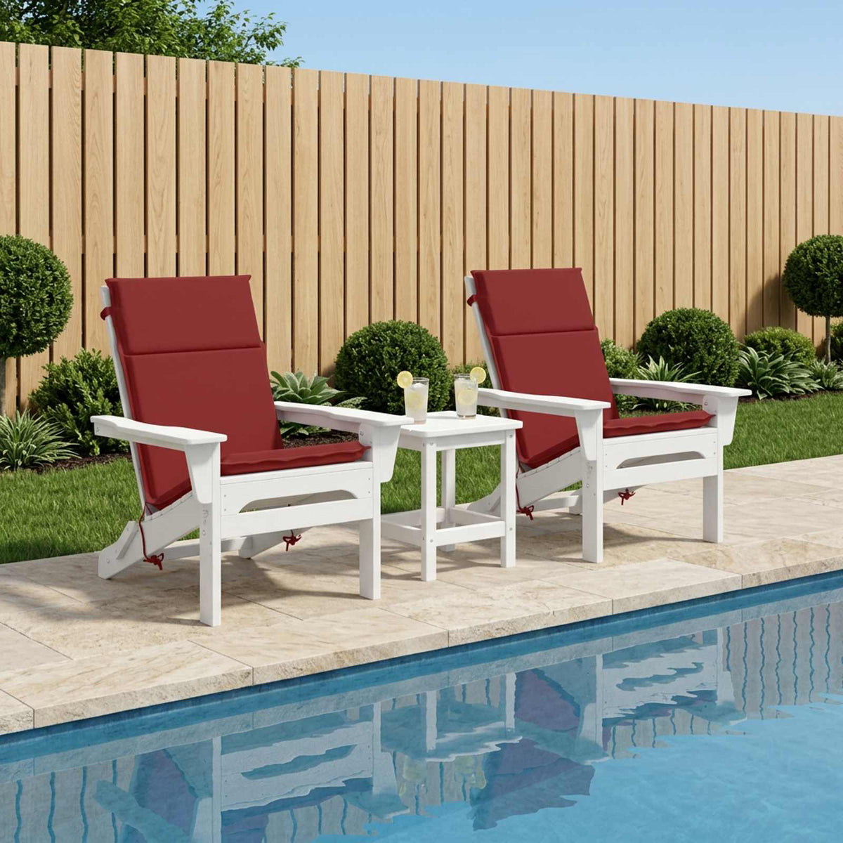 vidaXL High Back Chair Cushion GEMERT 2 pcs 100% Polyester Wine Red 1