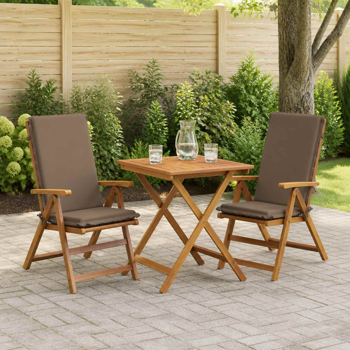 vidaXL High Back Chair Cushion GEMERT 2 pcs 100% Polyester Taupe 1