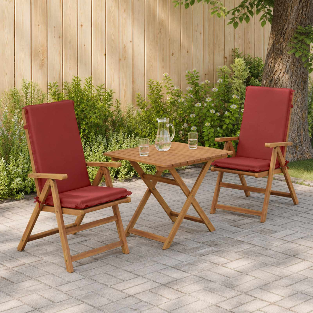 vidaXL High Back Chair Cushion GEMERT 2 pcs 100% Polyester Red 1
