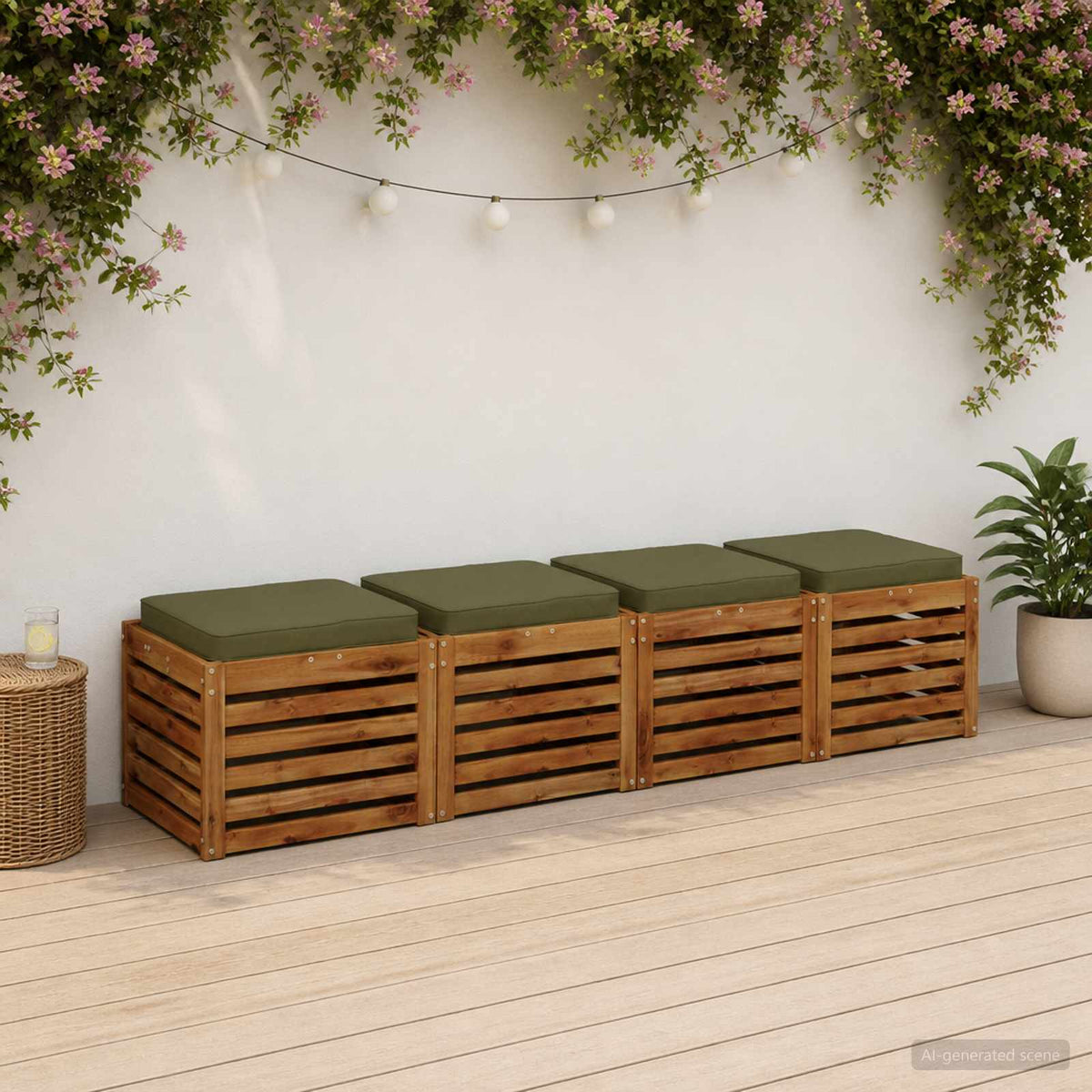 vidaXL 4-Piece Seat Cushions VUGHT 4 pcs 100% Polyester Olive Green 1