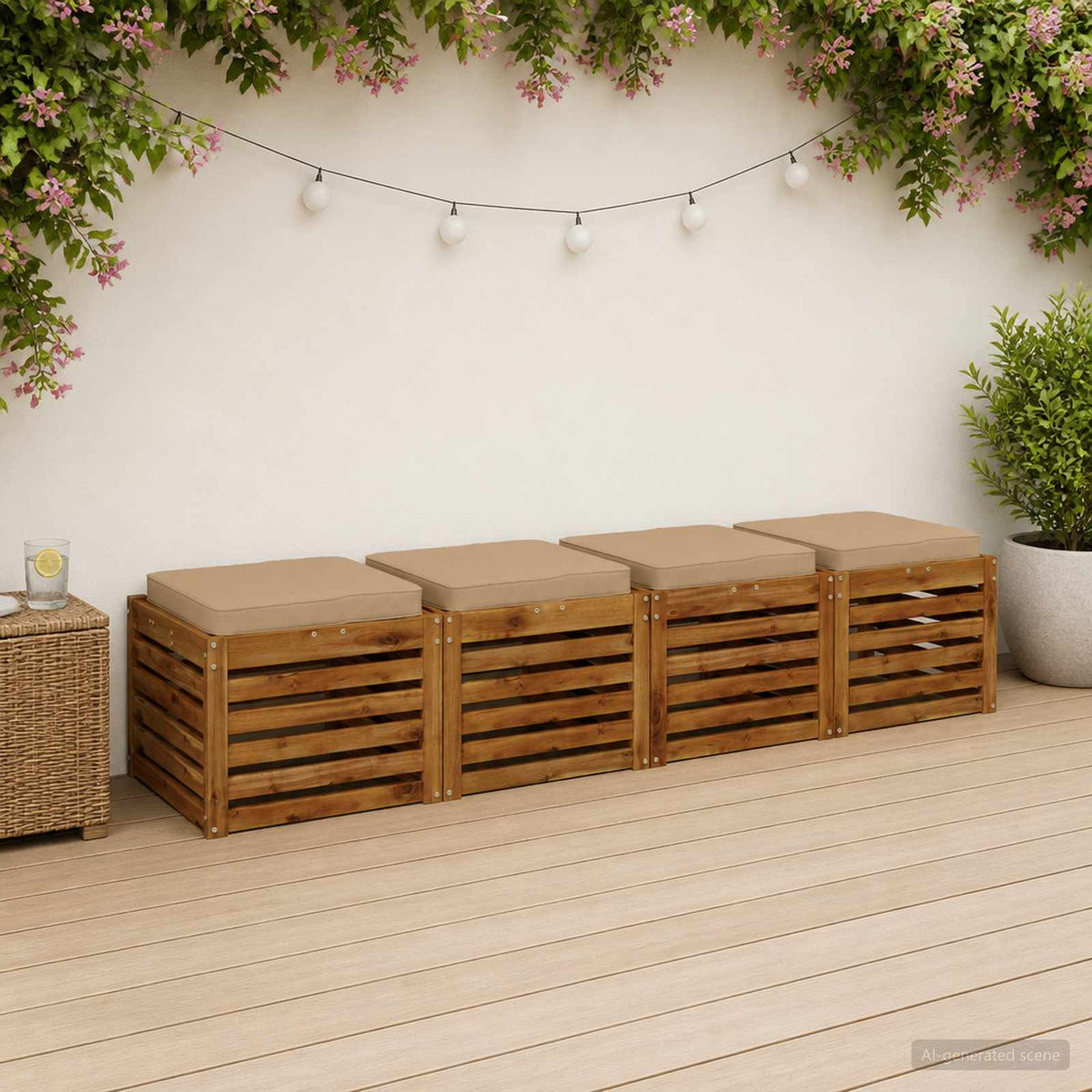 vidaXL 4-Piece Seat Cushions VUGHT 4 pcs 100% Polyester Sand 1