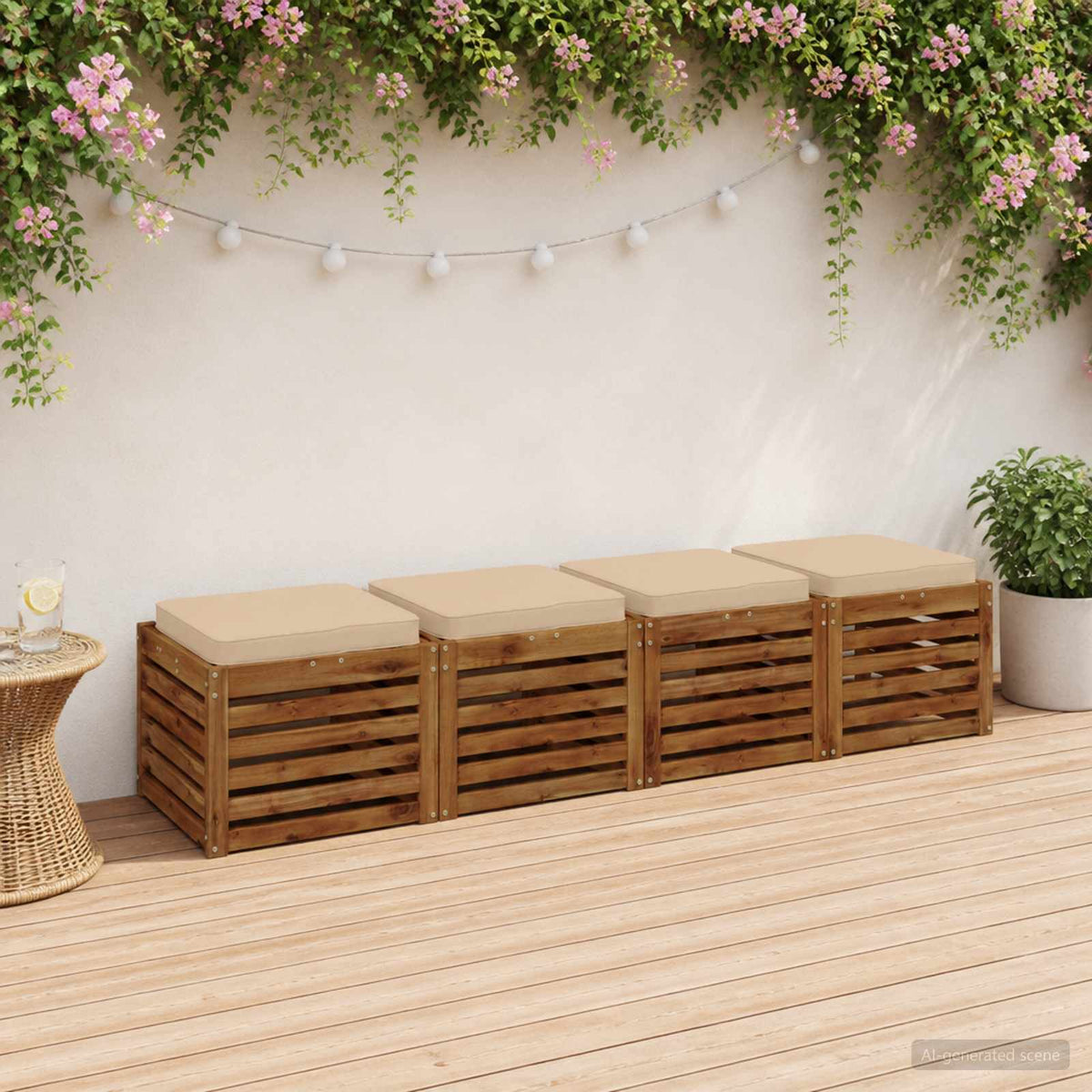 vidaXL 4-Piece Seat Cushions VUGHT 4 pcs 100% Polyester Cream 1