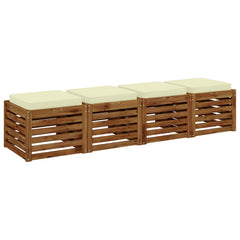 vidaXL 4-Piece Seat Cushions VUGHT 4 pcs 100% Polyester Cream 3