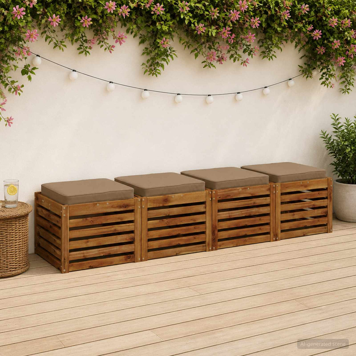 vidaXL 4-Piece Seat Cushions VUGHT 4 pcs 100% Polyester Taupe 1