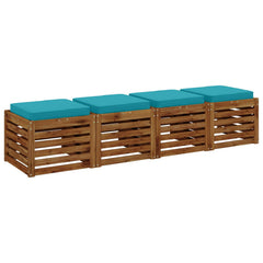 vidaXL 4-Piece Seat Cushions VUGHT 4 pcs 100% Polyester Turquoise 3