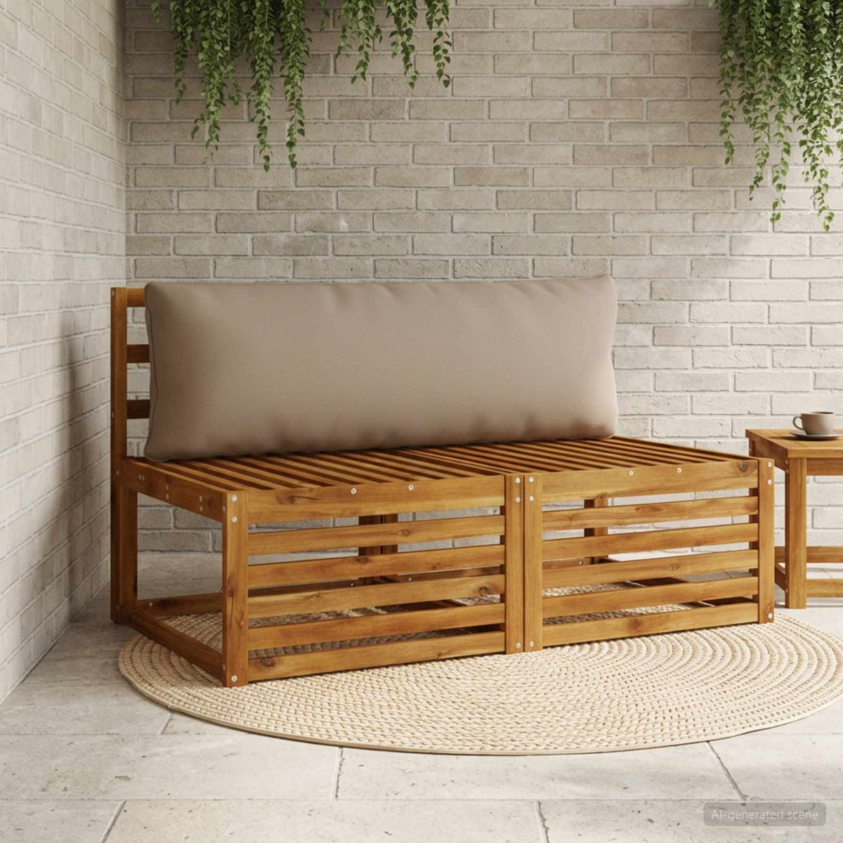 Back Cushion PUTTEN 100% Polyester Melange 120 x 40 x 15 cm Taupe